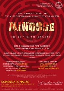 locandina_MINOSSE Poetry Slam Sassari_Venerdì 3 Maggio al Vecchio Mulino di Sassarix